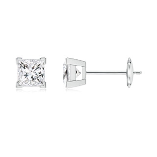3.5mm HSI2 Princess-Cut Diamond Solitaire Stud Earrings in White Gold