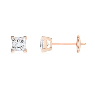 3mm GVS2 Princess-Cut Diamond Solitaire Stud Earrings in Rose Gold