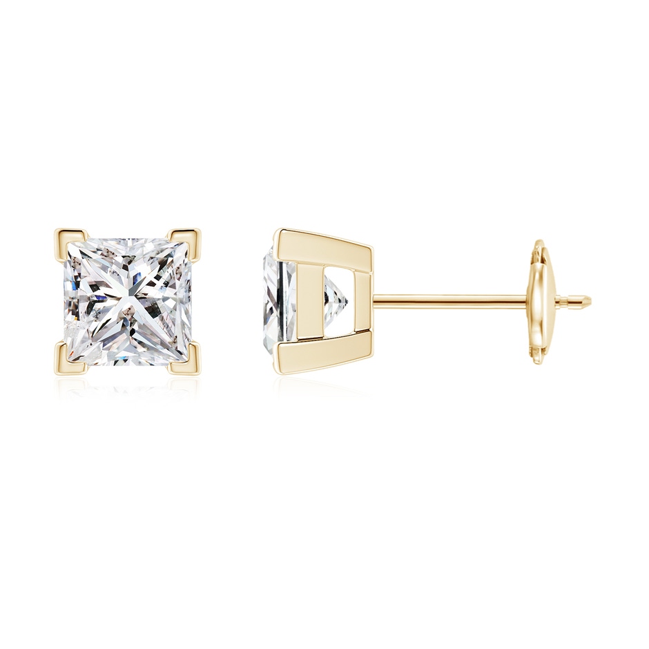 4.4mm IJI1I2 Princess-Cut Diamond Solitaire Stud Earrings in Yellow Gold 