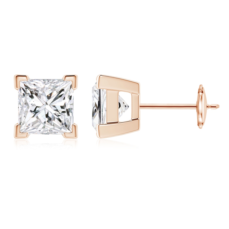 5.4mm HSI2 Princess-Cut Diamond Solitaire Stud Earrings in Rose Gold 