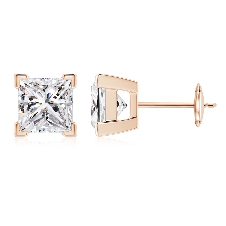5.4mm IJI1I2 Princess-Cut Diamond Solitaire Stud Earrings in Rose Gold 