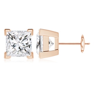 6.2mm HSI2 Princess-Cut Diamond Solitaire Stud Earrings in Rose Gold