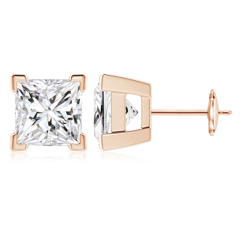 6.2mm HSI2 Princess-Cut Diamond Solitaire Stud Earrings in Rose Gold 