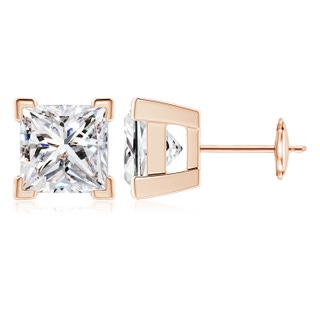 6.2mm IJI1I2 Princess-Cut Diamond Solitaire Stud Earrings in Rose Gold