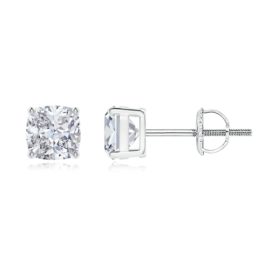 4.5mm HSI2 Cushion Diamond Solitaire Stud Earrings in 18K White Gold 