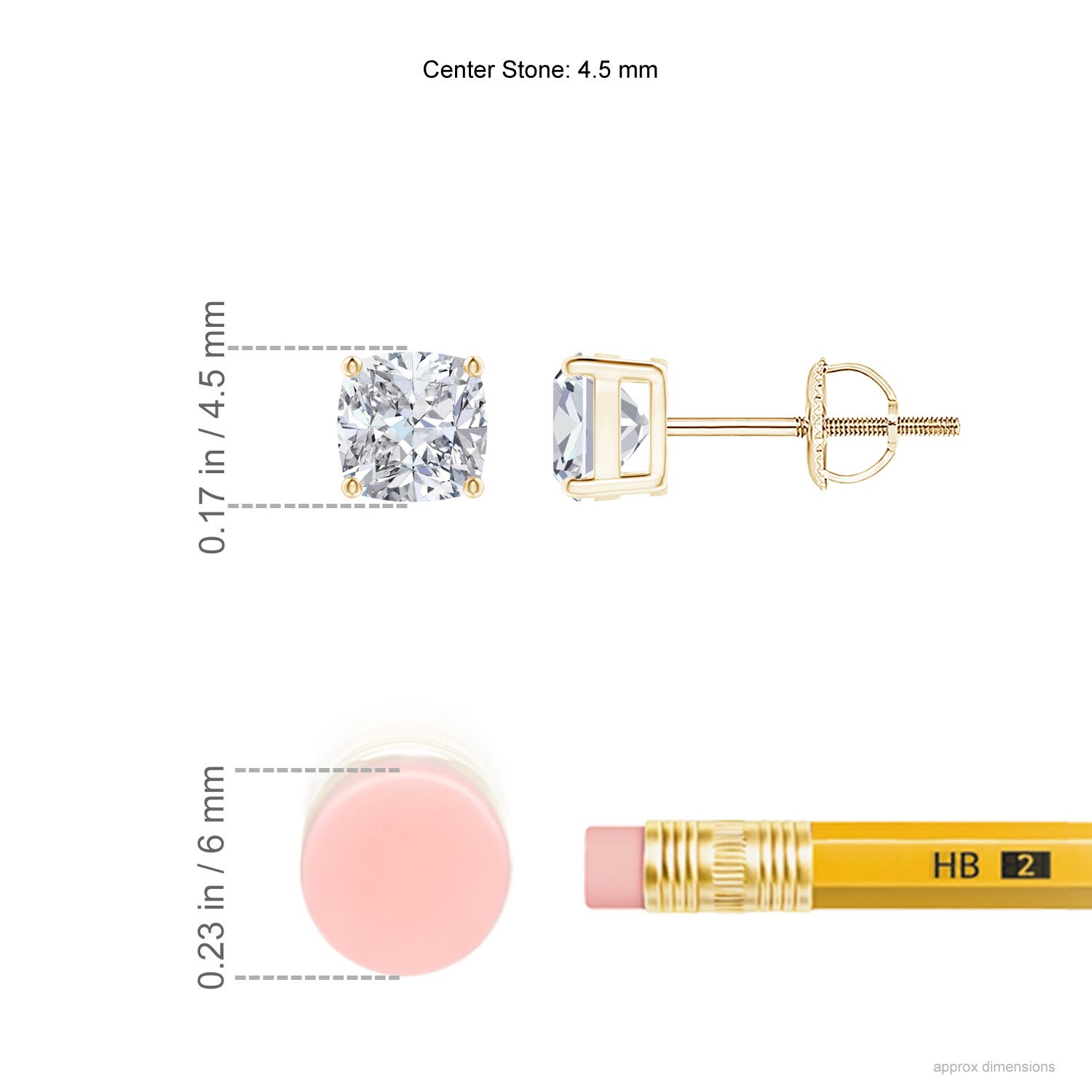 ANGARA Natural 0.72 Ct Cushion Diamond Solitaire Stud Earrings in 14K Solid Gold - Picture 26 of 34