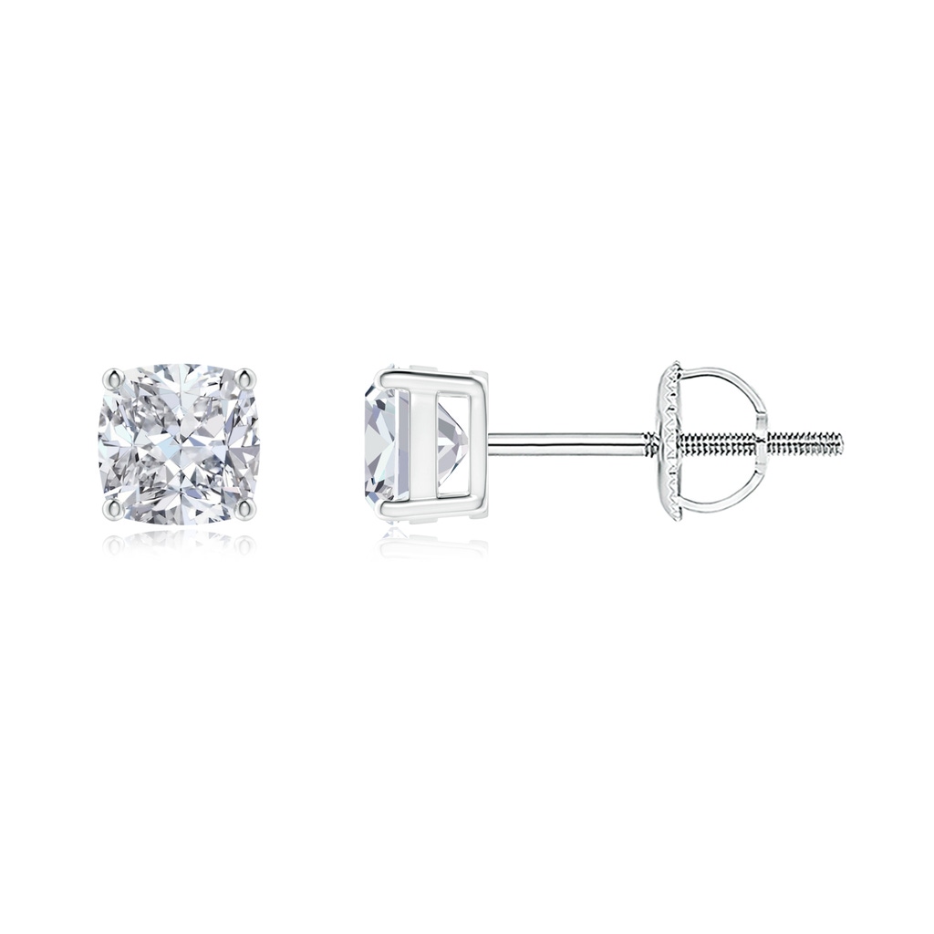 4mm HSI2 Cushion Diamond Solitaire Stud Earrings in 10K White Gold