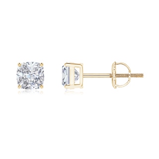 4mm HSI2 Cushion Diamond Solitaire Stud Earrings in 9K Yellow Gold