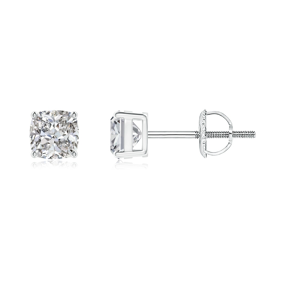 4mm IJI1I2 Cushion Diamond Solitaire Stud Earrings in P950 Platinum 