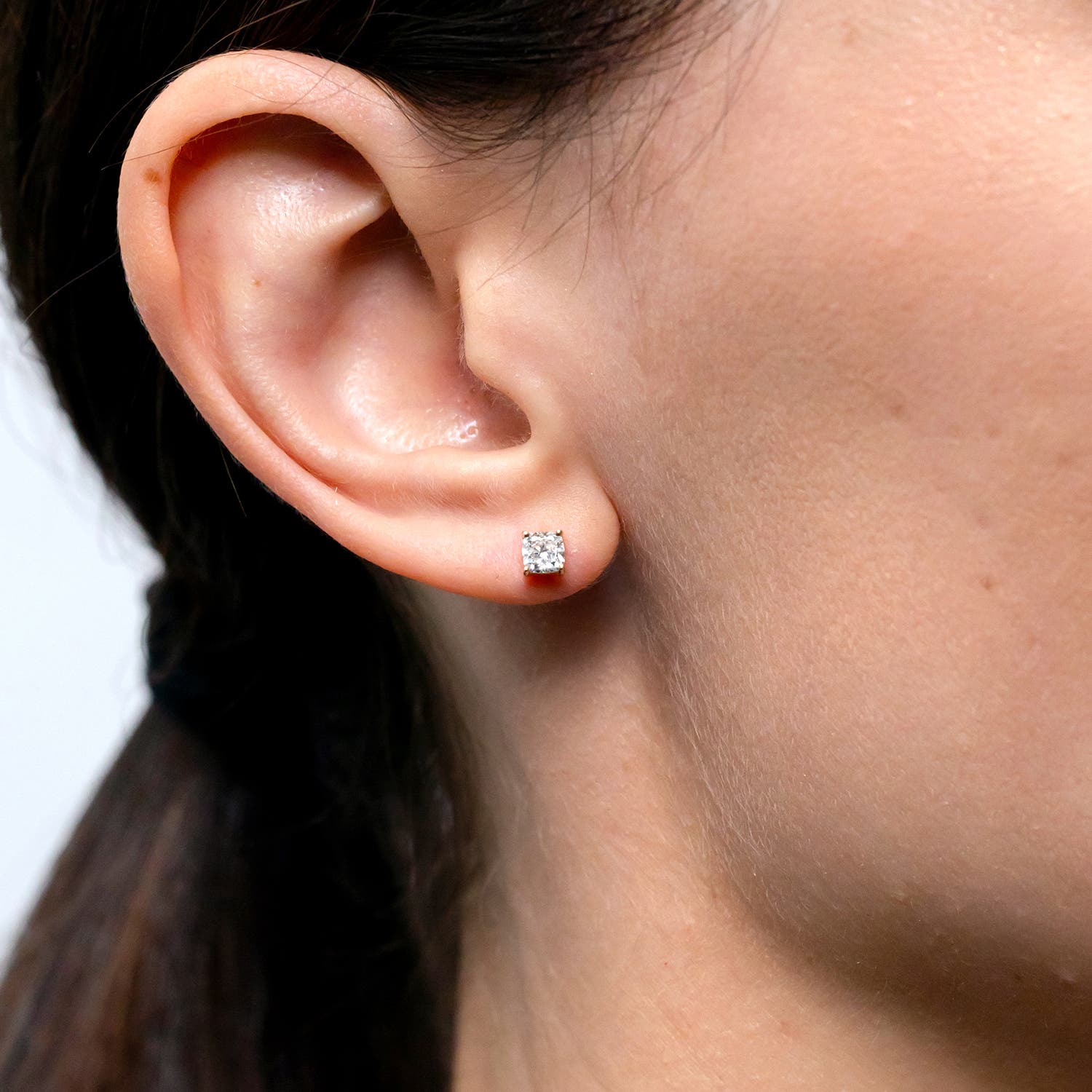 ANGARA Natural 0.72 Ct Cushion Diamond Solitaire Stud Earrings in 14K Solid Gold - Picture 5 of 34