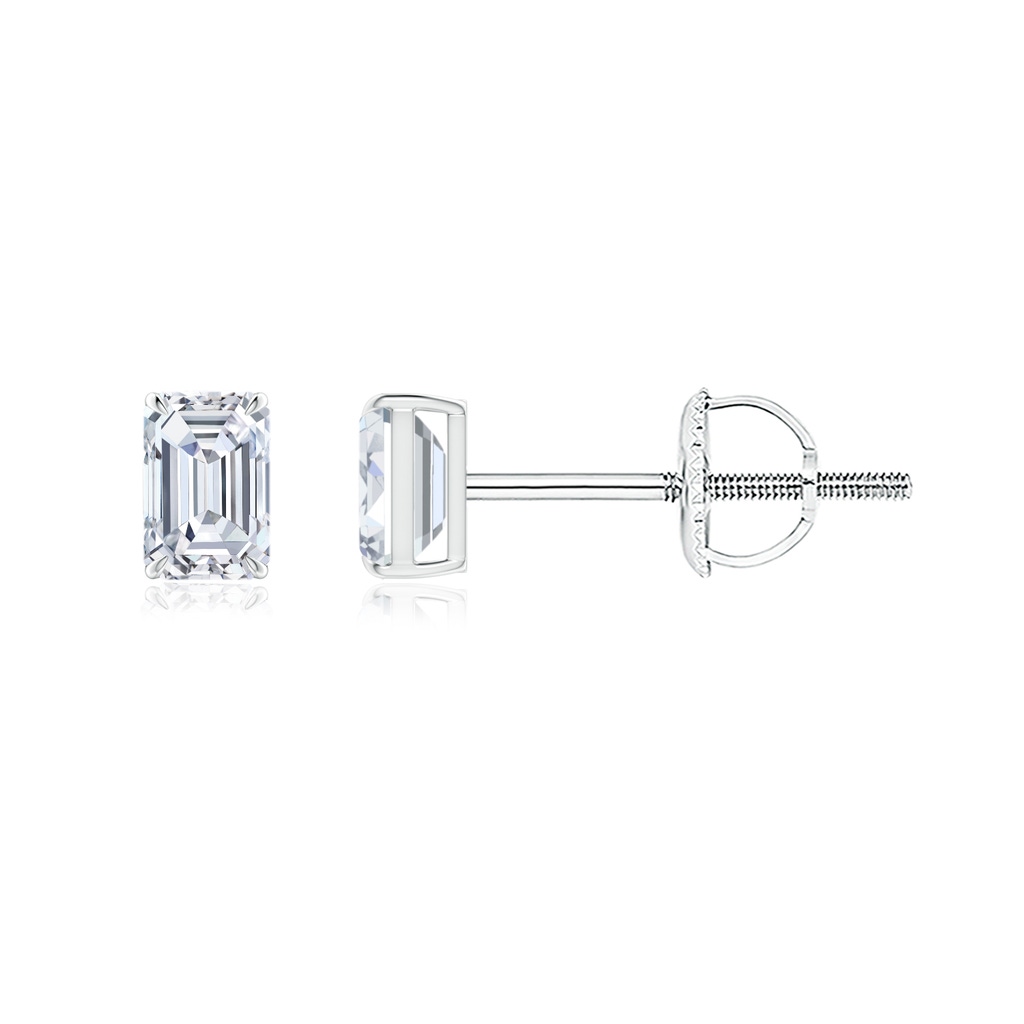 3x2mm GVS2 Emerald-Cut Diamond Solitaire Stud Earrings in White Gold