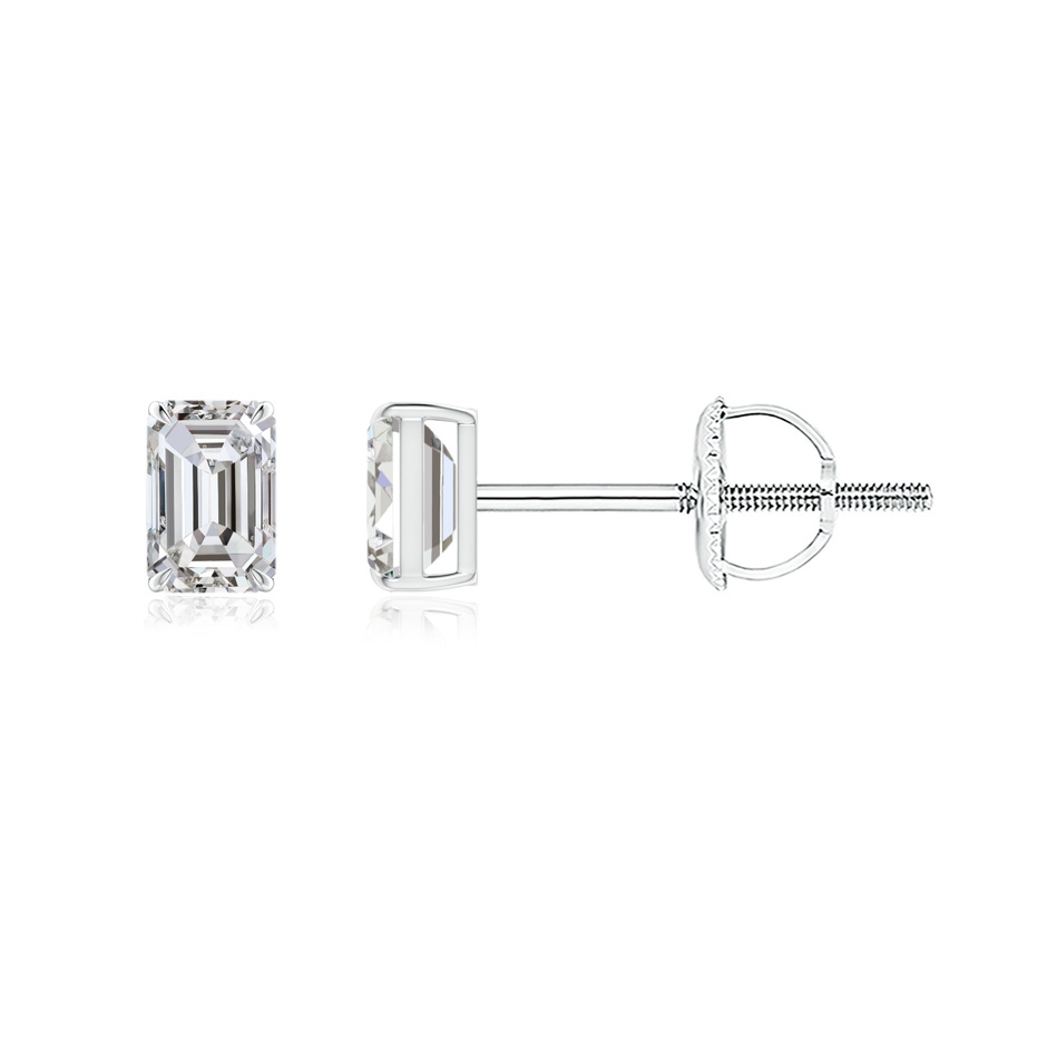 3x2mm IJI1I2 Emerald-Cut Diamond Solitaire Stud Earrings in White Gold 