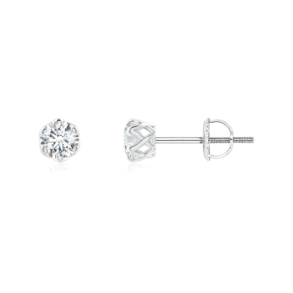 3.2mm GVS2 Six Prong-Set Diamond Solitaire Filigree Stud Earrings in White Gold