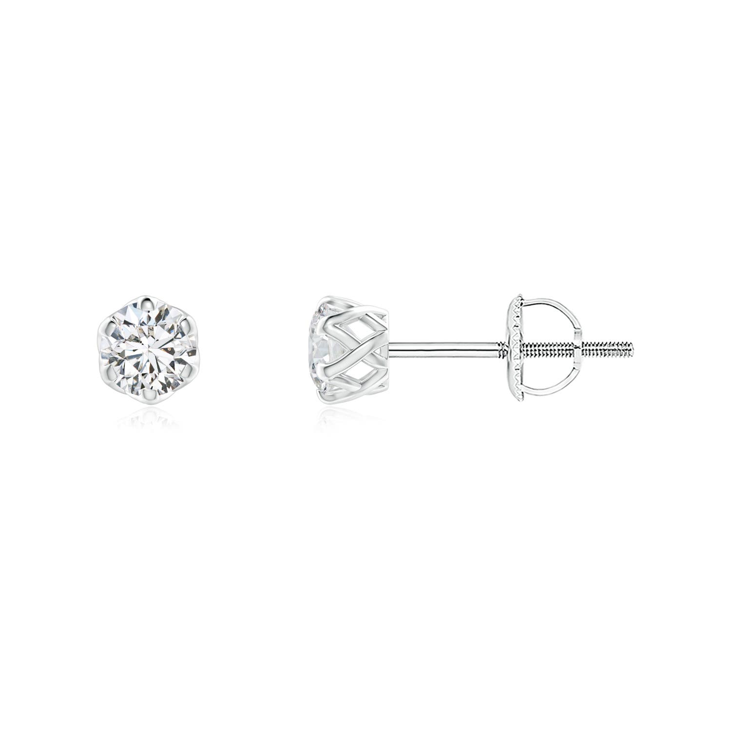 3.2mm HSI2 Six Prong-Set Diamond Solitaire Filigree Stud Earrings in 18CT White Gold
