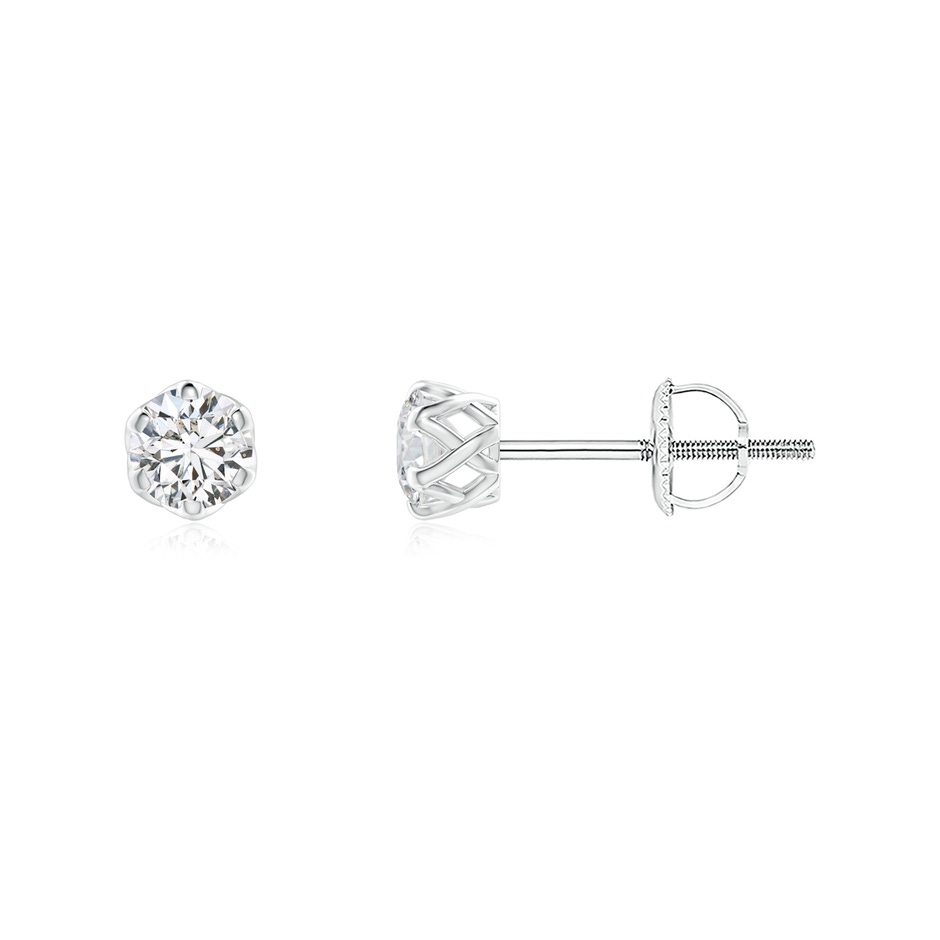 3.2mm HSI2 Six Prong-Set Diamond Solitaire Filigree Stud Earrings in White Gold 