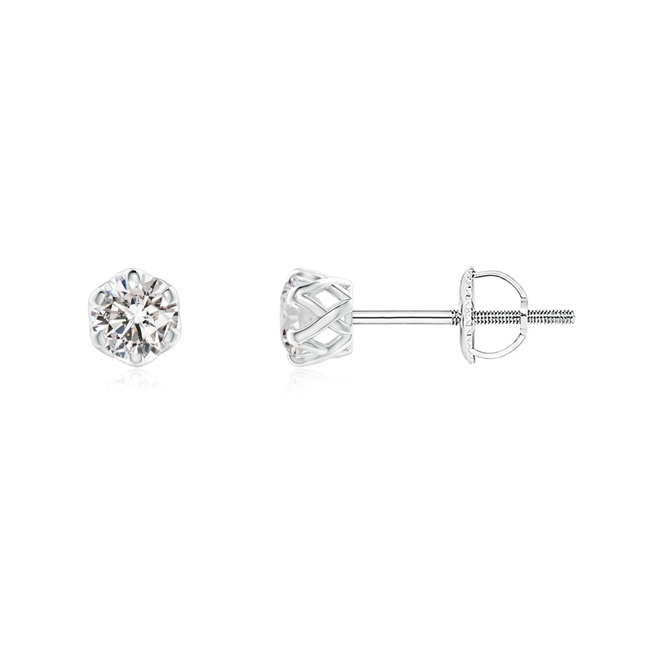 3.2mm IJI1I2 Six Prong-Set Diamond Solitaire Filigree Stud Earrings in White Gold 