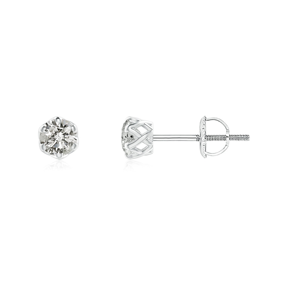 3.2mm KI3 Six Prong-Set Diamond Solitaire Filigree Stud Earrings in White Gold 