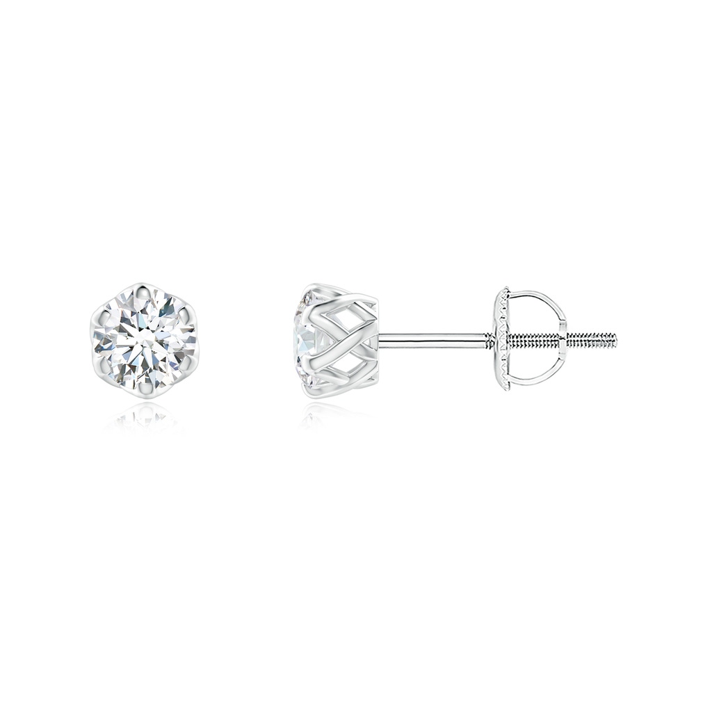 3.5mm GVS2 Six Prong-Set Diamond Solitaire Filigree Stud Earrings in White Gold 