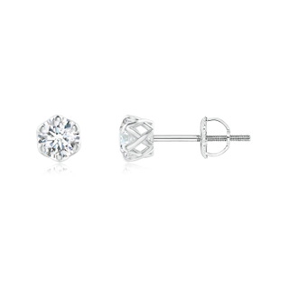 3.5mm GVS2 Six Prong-Set Diamond Solitaire Filigree Stud Earrings in White Gold