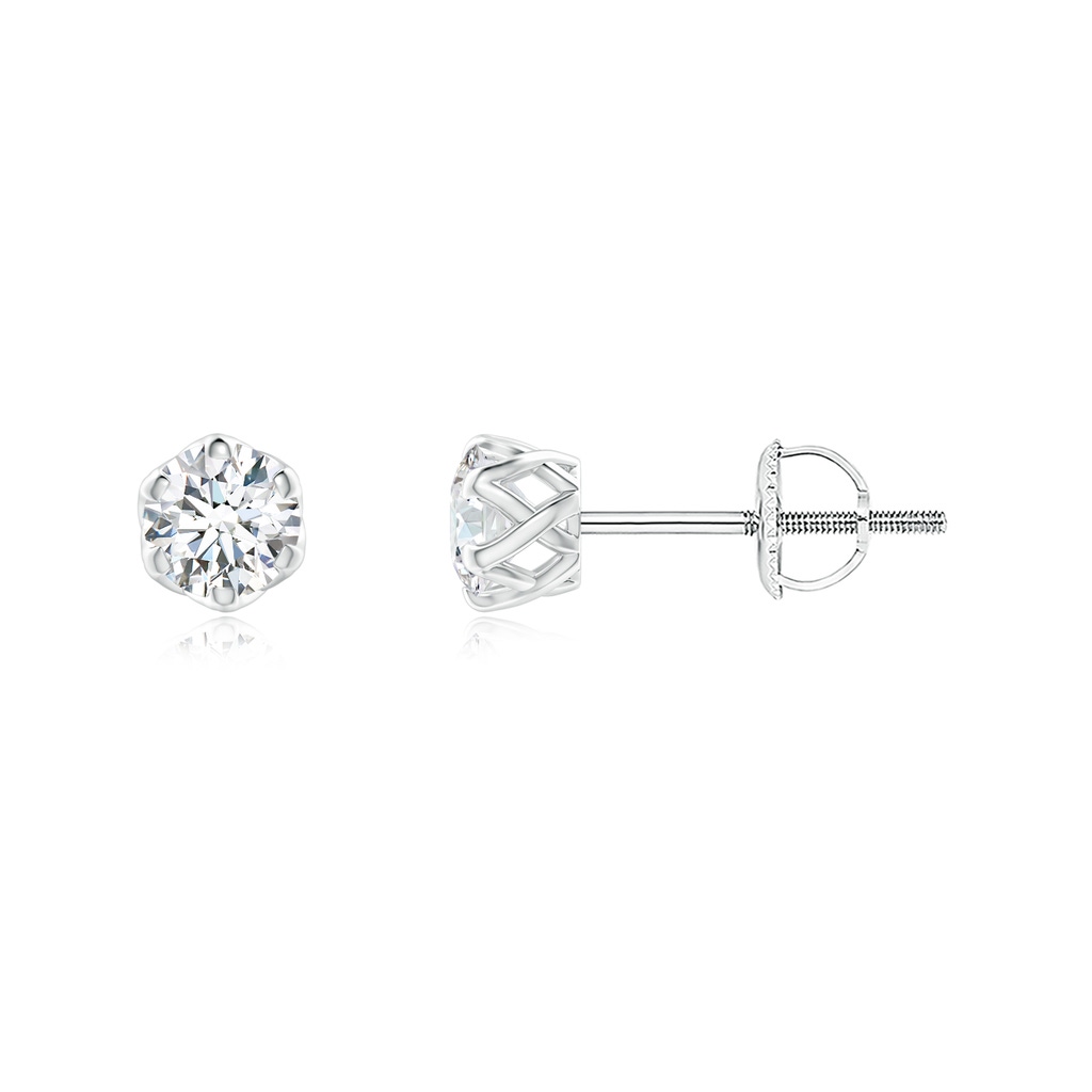 3.5mm GVS2 Six Prong-Set Diamond Solitaire Filigree Stud Earrings in White Gold
