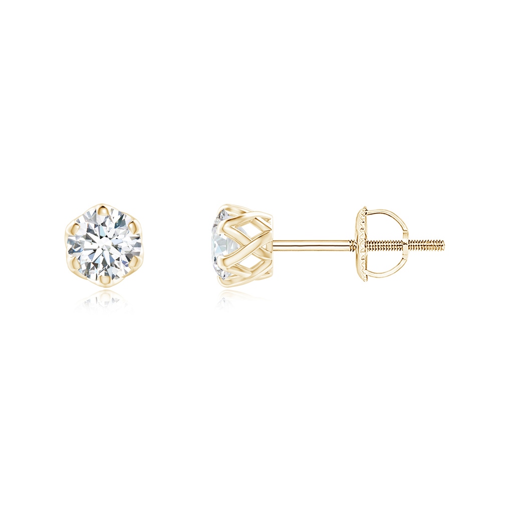 3.5mm GVS2 Six Prong-Set Diamond Solitaire Filigree Stud Earrings in Yellow Gold