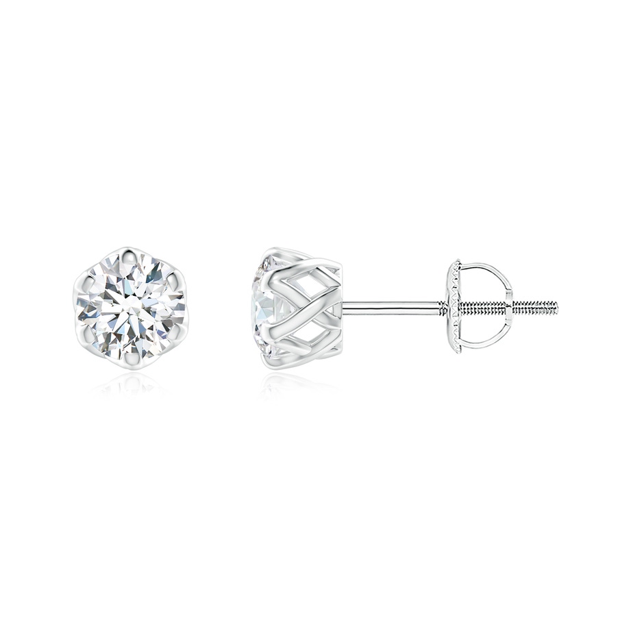 4.1mm GVS2 Six Prong-Set Diamond Solitaire Filigree Stud Earrings in P950 Platinum 