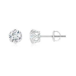 4.1mm GVS2 Six Prong-Set Diamond Solitaire Filigree Stud Earrings in White Gold