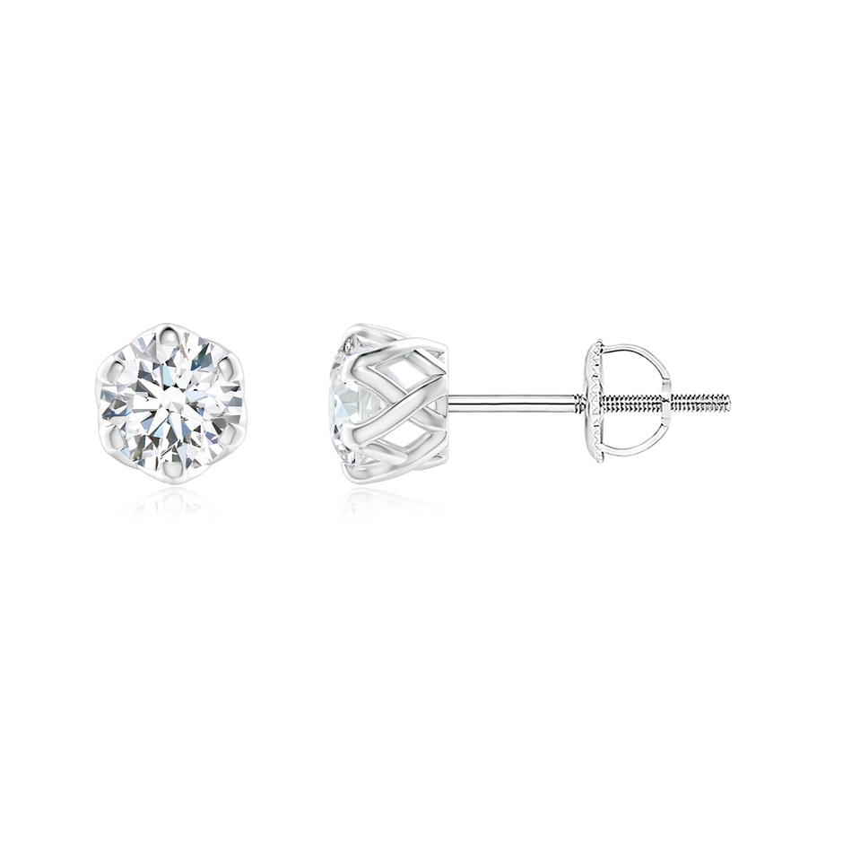 4.1mm GVS2 Six Prong-Set Diamond Solitaire Filigree Stud Earrings in White Gold 