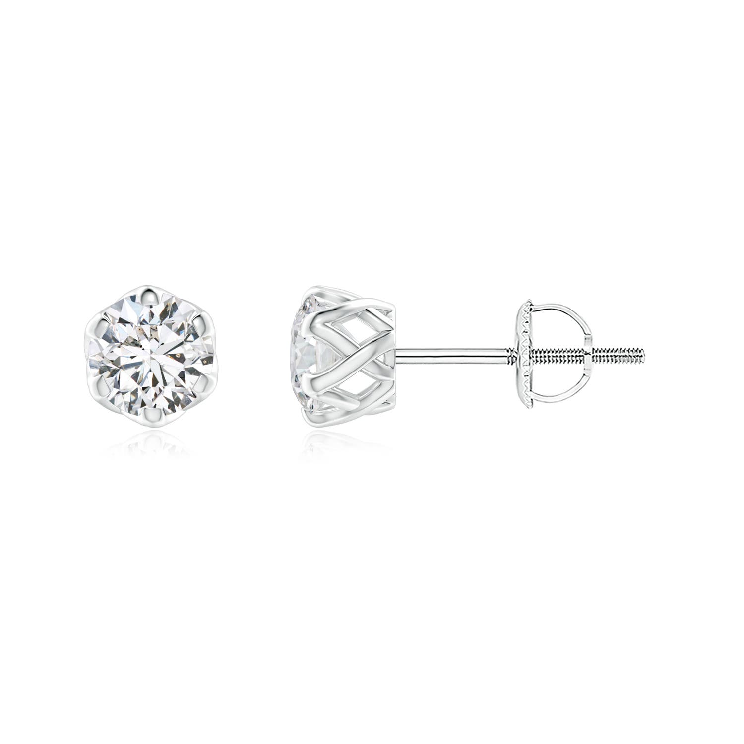 4.1mm HSI2 Six Prong-Set Diamond Solitaire Filigree Stud Earrings in P950 Platinum
