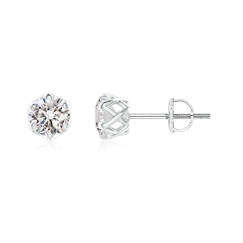4.1mm IJI1I2 Six Prong-Set Diamond Solitaire Filigree Stud Earrings in White Gold 
