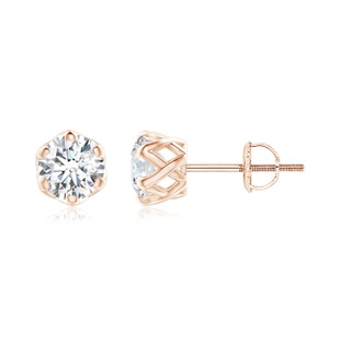 4.6mm GVS2 Six Prong-Set Diamond Solitaire Filigree Stud Earrings in 10K Rose Gold