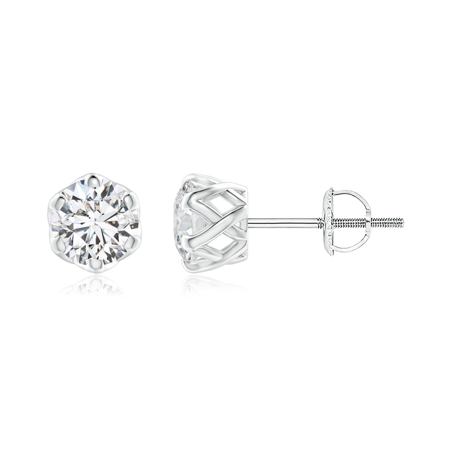 4.6mm HSI2 Six Prong-Set Diamond Solitaire Filigree Stud Earrings in P950 Platinum 