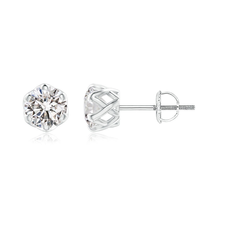 4.6mm IJI1I2 Six Prong-Set Diamond Solitaire Filigree Stud Earrings in P950 Platinum 