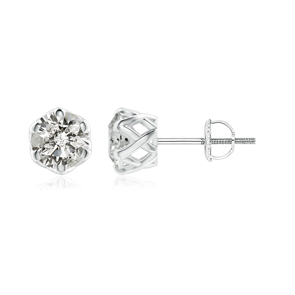 5.1mm KI3 Six Prong-Set Diamond Solitaire Filigree Stud Earrings in White Gold 