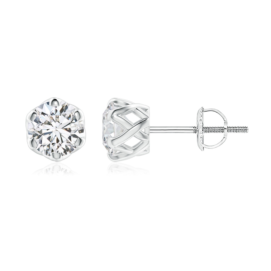 6.4mm HSI2 Six Prong-Set Diamond Solitaire Filigree Stud Earrings in White Gold 