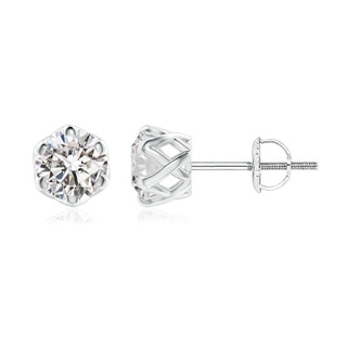 6.4mm IJI1I2 Six Prong-Set Diamond Solitaire Filigree Stud Earrings in P950 Platinum