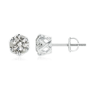 6.4mm KI3 Six Prong-Set Diamond Solitaire Filigree Stud Earrings in P950 Platinum