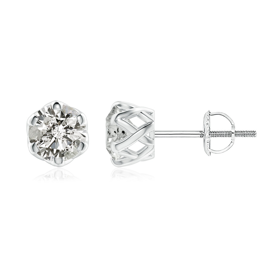 6.4mm KI3 Six Prong-Set Diamond Solitaire Filigree Stud Earrings in P950 Platinum 