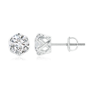 7.4mm HSI2 Six Prong-Set Diamond Solitaire Filigree Stud Earrings in P950 Platinum