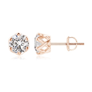 7.4mm IJI1I2 Six Prong-Set Diamond Solitaire Filigree Stud Earrings in Rose Gold