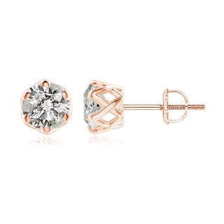 7.4mm KI3 Six Prong-Set Diamond Solitaire Filigree Stud Earrings in 10K Rose Gold