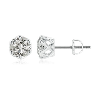 7.4mm KI3 Six Prong-Set Diamond Solitaire Filigree Stud Earrings in P950 Platinum