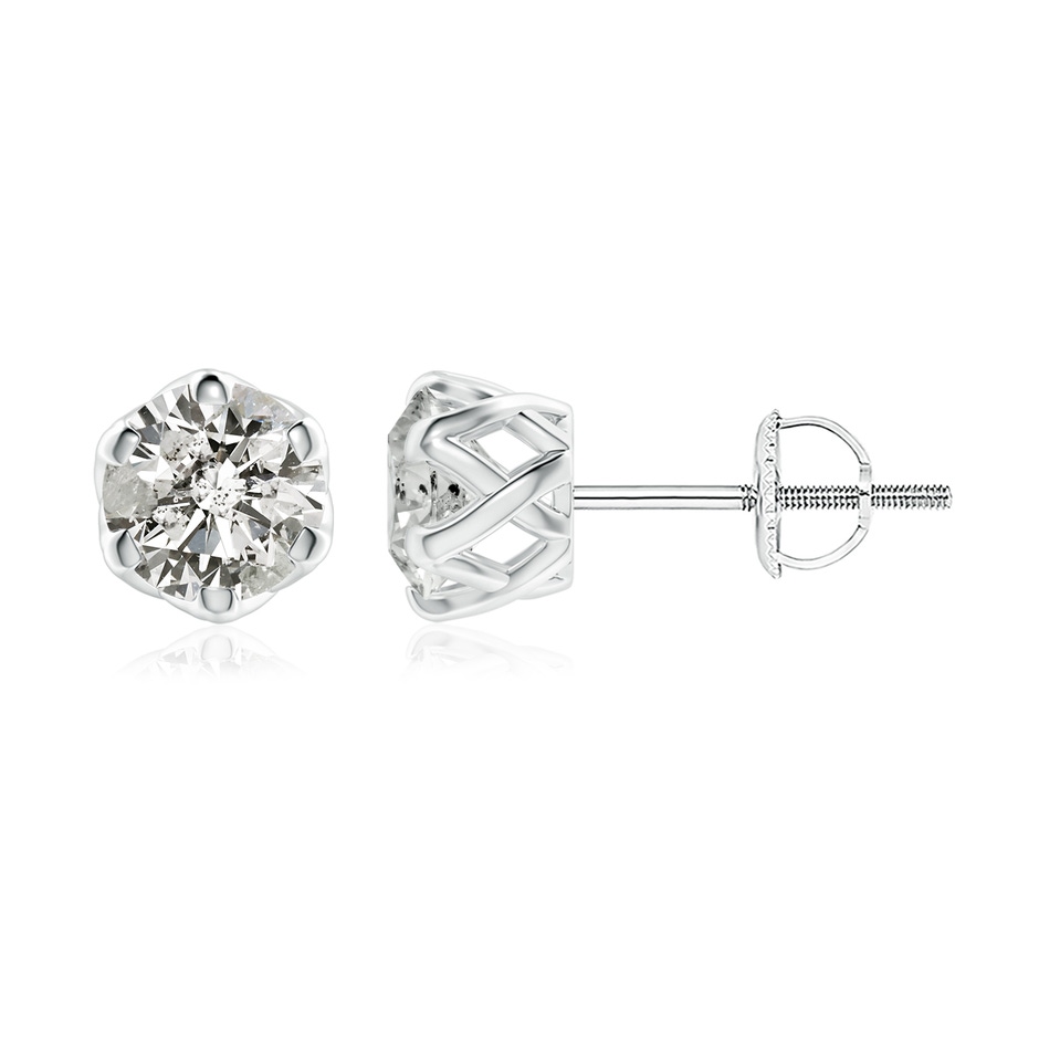 7.4mm KI3 Six Prong-Set Diamond Solitaire Filigree Stud Earrings in P950 Platinum 