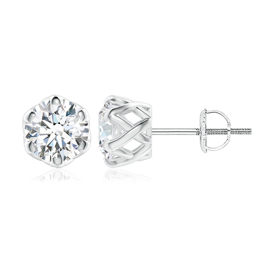 8.9mm GVS2 Six Prong-Set Diamond Solitaire Filigree Stud Earrings in P950 Platinum 