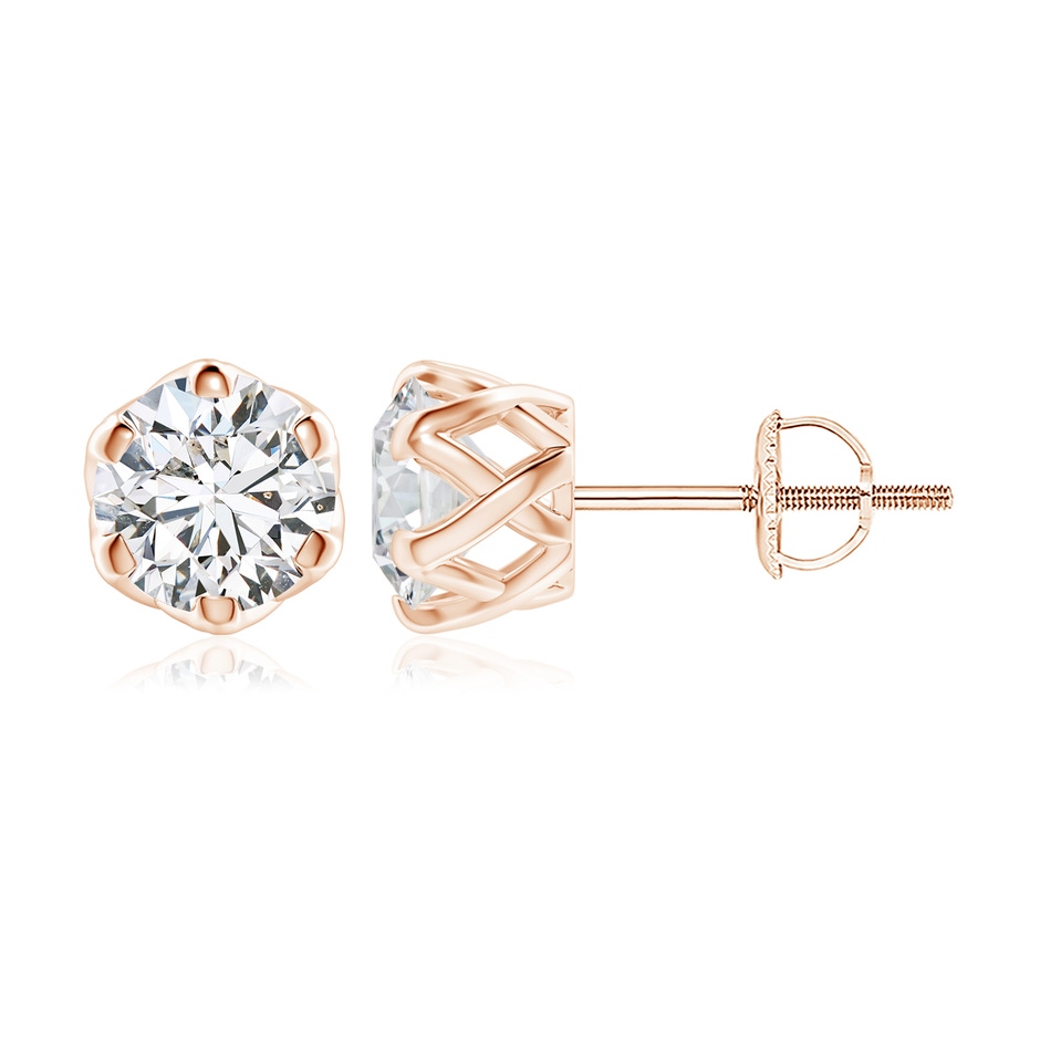 8.9mm HSI2 Six Prong-Set Diamond Solitaire Filigree Stud Earrings in Rose Gold 