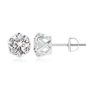8.9mm IJI1I2 Six Prong-Set Diamond Solitaire Filigree Stud Earrings in P950 Platinum
