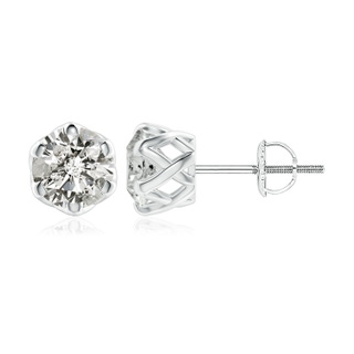 8.9mm KI3 Six Prong-Set Diamond Solitaire Filigree Stud Earrings in P950 Platinum