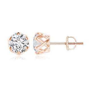 8mm HSI2 Six Prong-Set Diamond Solitaire Filigree Stud Earrings in 10K Rose Gold