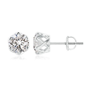 8mm IJI1I2 Six Prong-Set Diamond Solitaire Filigree Stud Earrings in P950 Platinum