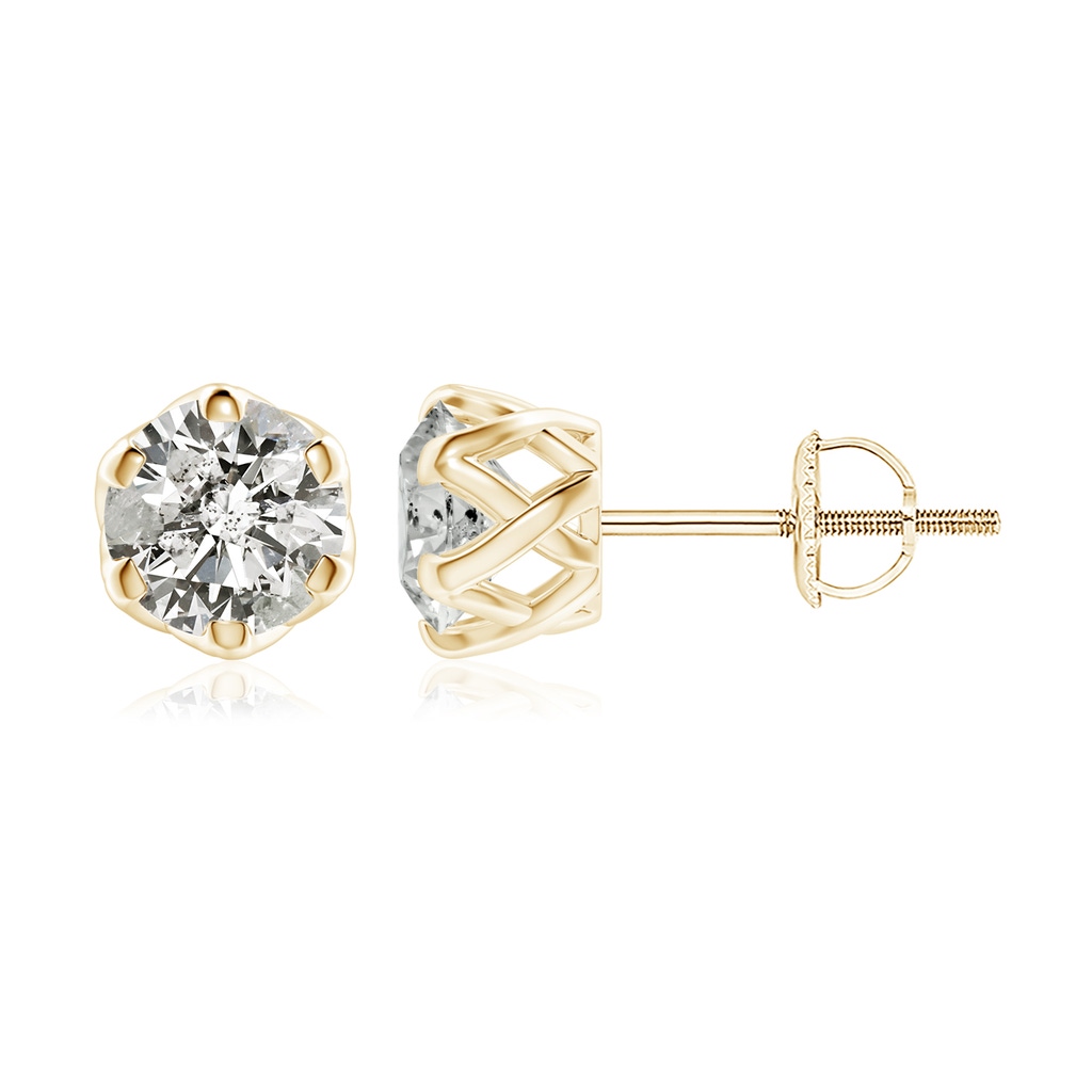 8mm KI3 Six Prong-Set Diamond Solitaire Filigree Stud Earrings in Yellow Gold
